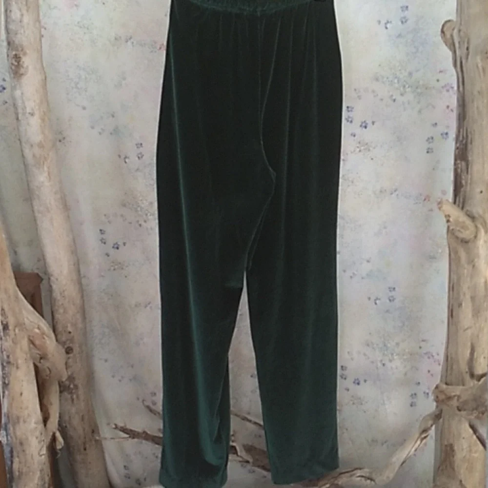 Valenti Women's Size Small Forest/Hunter Green Velvet Pull On Pants *Altered* - Picture 5 of 13